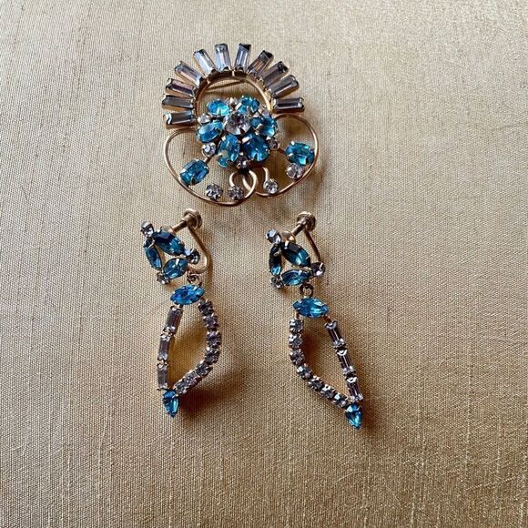 D’eri Jewelry - D’ERI Vintage  aquamarine rhinestone set